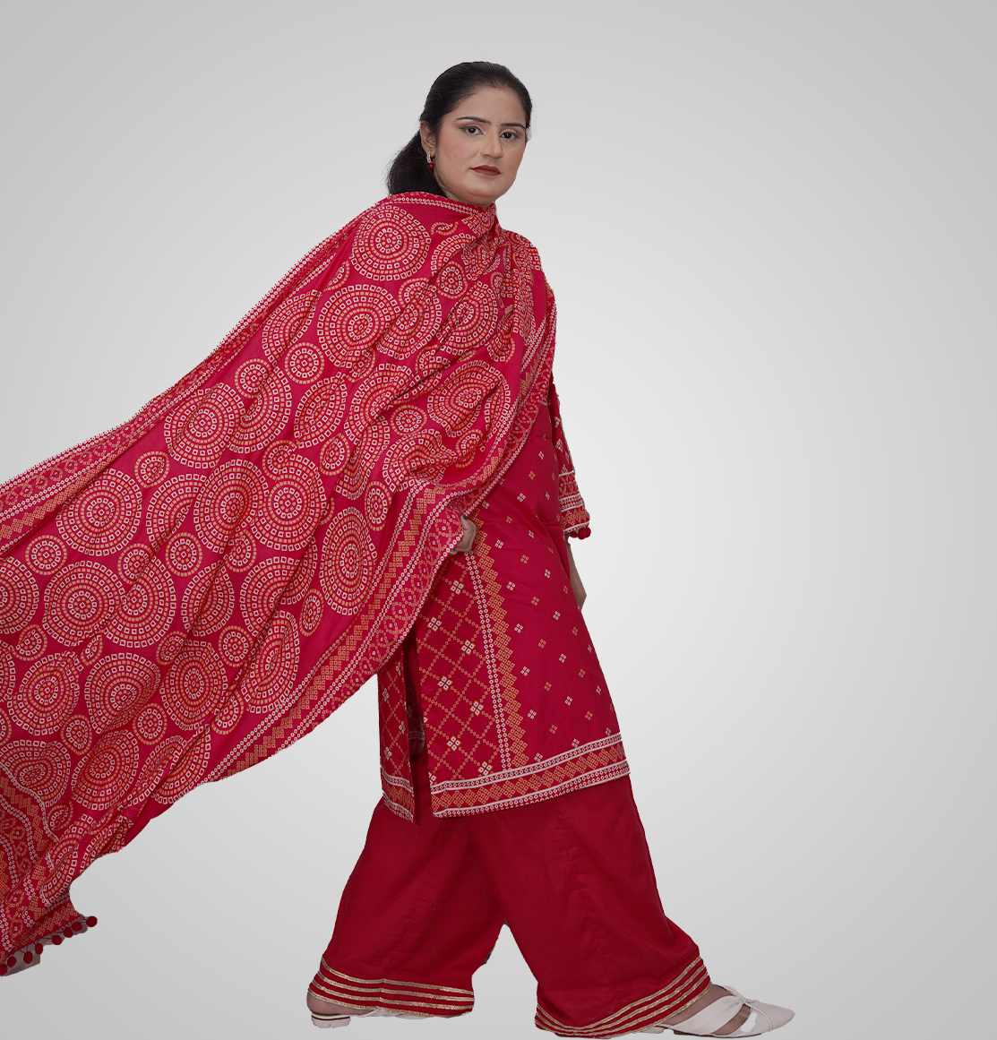 Bandhani Grace linen 3-Piece Suit