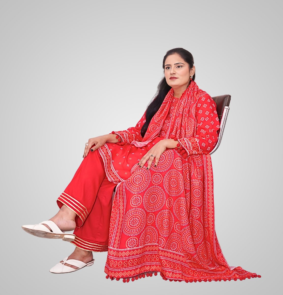 Bandhani Grace linen 3-Piece Suit
