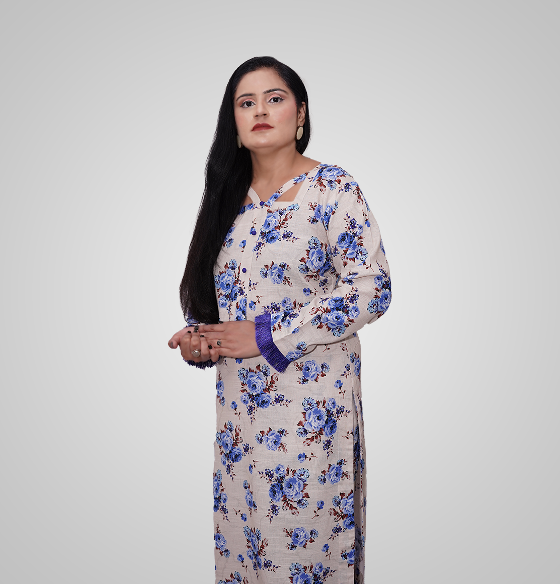Azure Bloom 3-Piece khaddar Suit