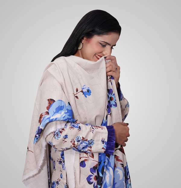 Azure Bloom 3-Piece khaddar Suit